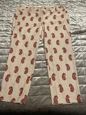 LOFT Beige Chinos with Red Paisley Print